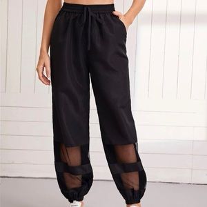 SHEIN fishnet mesh insert pants